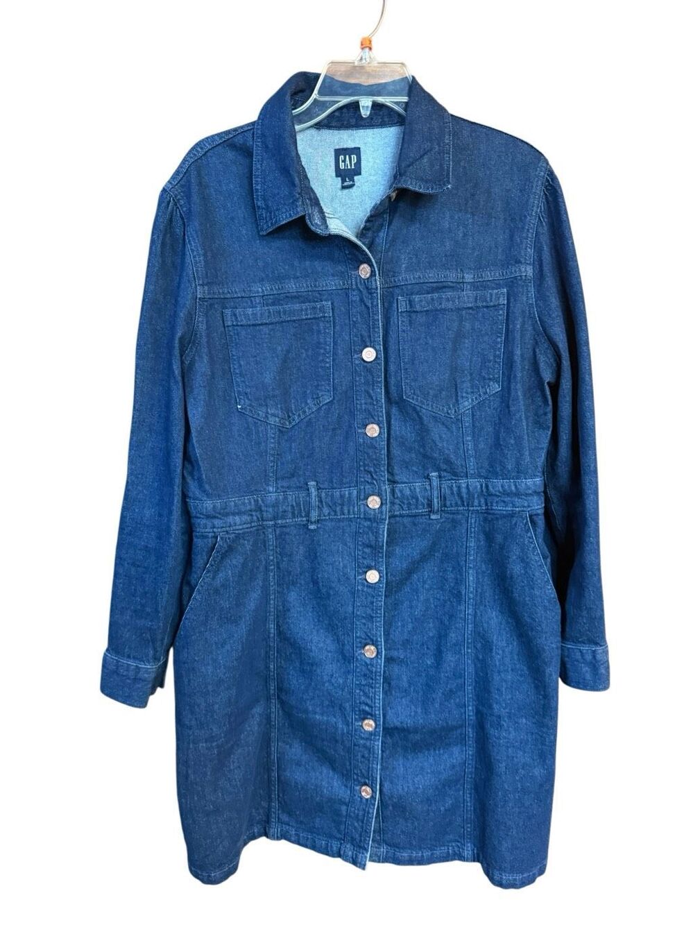 Gap long-sleeve denim mini shirt dress Sz L